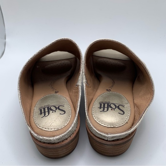 NWB Sofft Womens Size 6.5 Netta Leather Platino Metallic Slip On Sandals  1507 - Picture 7 of 8